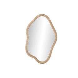 Vggspegel Home ESPRIT Naturell Glas Rattan Scandi 63,5 x 4,5 x