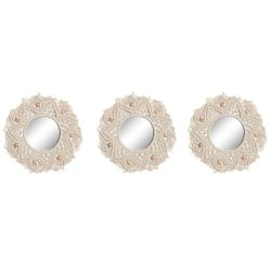 Spegelspel Home ESPRIT Vit Boho 20 x 1 x 20 cm (3 Delar)