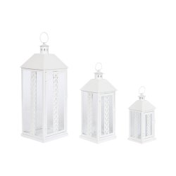 Lykta Home ESPRIT Vit Glas Jrn Shabby Chic 20 x 20 x 55 cm (3 D