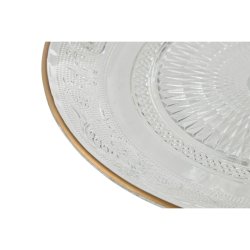 Platt skl Home ESPRIT Transparent Gyllene Glas 23 x 23 x 8 cm
