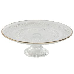 Platt skl Home ESPRIT Transparent Gyllene Glas 23 x 23 x 8 cm