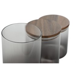 Uppsttning med 3 Burkar Home ESPRIT Gr Naturell Akaciatr Boro