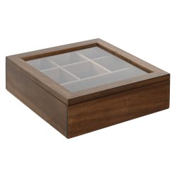 Lda fr rtte Home ESPRIT Naturell Glas Akaciatr 20,5 x 20,5 x