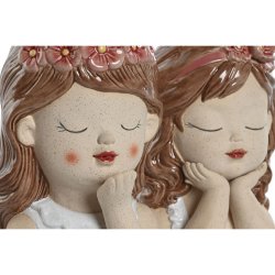 Kruka Home ESPRIT Vit Beige Rosa Dolomite chica 12 x 14 x 18 cm