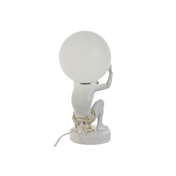 Bordslampa Home ESPRIT Vit Gyllene Harts Plast 220 V 14 x 14 x 3