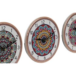 bordsklocka Home ESPRIT Multicolour Mandala Mosaik (3 antal)