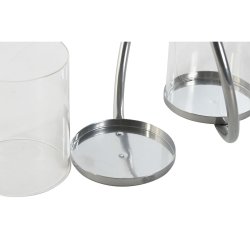 Ljusstakar Home ESPRIT Svart Silvrig Metall Glas 24 x 19 x 18 cm