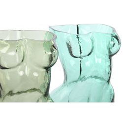Vas Home ESPRIT Bl Grn Glas 18 x 17 x 28 cm (2 antal)