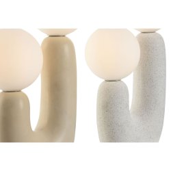 Bordslampa Home ESPRIT Vit Beige Keramik Glas 220 V 20 x 11 x 31