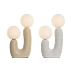 Bordslampa Home ESPRIT Vit Beige Keramik Glas 220 V 20 x 11 x 31