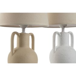 Bordslampa Home ESPRIT Vit Beige Keramik 50 W 220 V (2 antal)