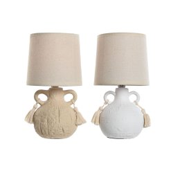 Bordslampa Home ESPRIT Vit Beige Keramik 220 V 15 x 15 x 28 cm (