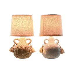 Bordslampa Home ESPRIT Vit Beige Keramik 220 V 15 x 15 x 28 cm (