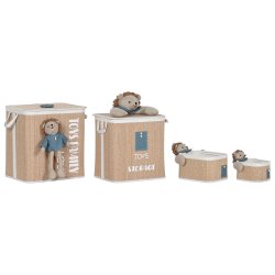 Tvttkorg Home ESPRIT Grn Naturell Barn 44 x 44 x 45 cm 4 Delar