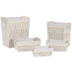 Tvttkorg Home ESPRIT Vit Naturell Metall Shabby Chic 42 x 32 x