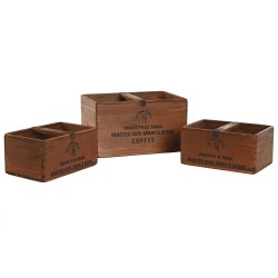 Frvaringsldor Home ESPRIT Brun Grantr 35 x 25 x 20 cm 3 Delar
