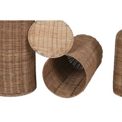 Set med 3 Vasar Home ESPRIT Brun Metall Naturell 25 x 25 x 82 cm