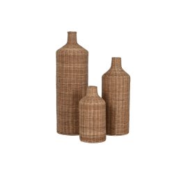 Set med 3 Vasar Home ESPRIT Brun Metall Naturell 25 x 25 x 82 cm