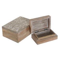 Smyckeskrin Home ESPRIT Vit Naturell Mangotr (2 Delar)