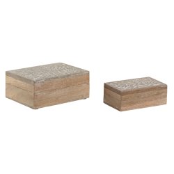 Smyckeskrin Home ESPRIT Vit Naturell Mangotr (2 Delar)