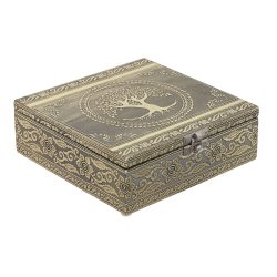 Smyckeskrin Home ESPRIT Vit Champagne Tr Aluminium 18 x 18 x 6