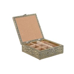 Smyckeskrin Home ESPRIT Vit Champagne Tr Aluminium 18 x 18 x 6