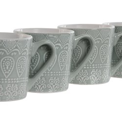 Set med 4 muggar Home ESPRIT Grn Stengods 360 ml 9,5 x 13 x 9,2