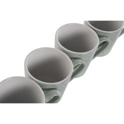 Set med 4 muggar Home ESPRIT Grn Stengods 360 ml 9,5 x 13 x 9,2
