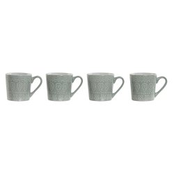 Set med 4 muggar Home ESPRIT Grn Stengods 360 ml 9,5 x 13 x 9,2