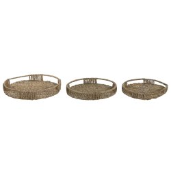 Uppsttning med Brickor Home ESPRIT Naturell Tropiskt 45 x 45 x