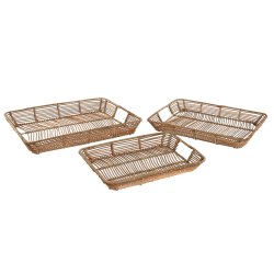 Uppsttning med Brickor Home ESPRIT Naturell Tropiskt 44 x 32 x