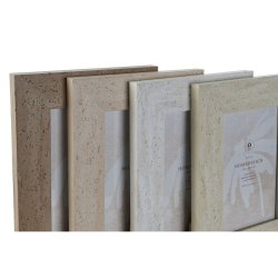 Fotoram Home ESPRIT Vit Brun Beige Elfenben Glas polystyren Marm