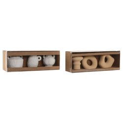 Set med 3 Vasar Home ESPRIT Vit Beige Stengods 32 X 11,5 X 9 cm