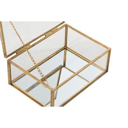 Smyckeskrin Home ESPRIT Gyllene Metall Glas 14 X 10,3 X 5,8 cm