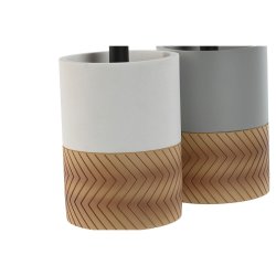 Toalettborste Home ESPRIT Vit Gr Naturell Harts 9,5 x 9,5 x 37