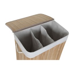 Tvttkorg Home ESPRIT Vit Naturell Bambu 140 L 60 x 40 x 60 cm