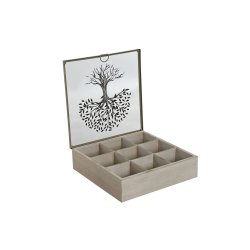 Lda fr rtte Home ESPRIT Brun Beige Metall Glas Tr MDF 24 x 2