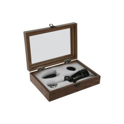 Set med Vintillbehr Home ESPRIT Svart Naturell Rostfritt stl T