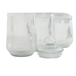 Uppsttning med 3 Burkar Home ESPRIT Transparent Silikon Glas 1,