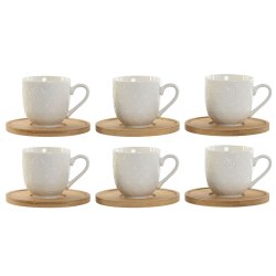 Set med kaffekoppar Home ESPRIT Vit Bambu Porslin 90 ml