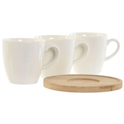 Set med kaffekoppar Home ESPRIT Vit Bambu Porslin 90 ml