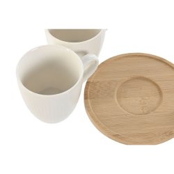 Set med kaffekoppar Home ESPRIT Vit Bambu Porslin 90 ml