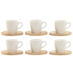 Set med kaffekoppar Home ESPRIT Vit Bambu Porslin 90 ml