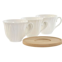 Set med kaffekoppar Home ESPRIT Vit Bambu Porslin 90 ml