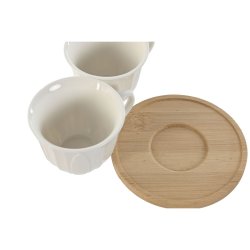 Set med kaffekoppar Home ESPRIT Vit Bambu Porslin 90 ml