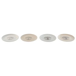 Platt skl Home ESPRIT Vit Beige Stengods Traditionell 20 x 20 x