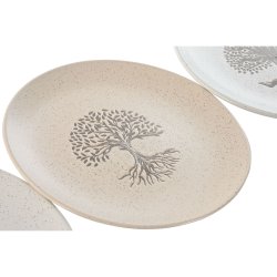 Platt skl Home ESPRIT Vit Beige Stengods Traditionell 20 x 20 x