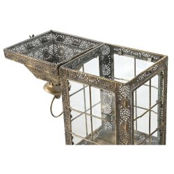 Lyktsats Home ESPRIT Gyllene Metall Glas Arab 26 x 26 x 53 cm (2