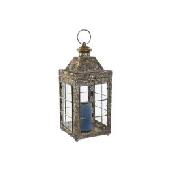 Lyktsats Home ESPRIT Gyllene Metall Glas Arab 26 x 26 x 53 cm (2