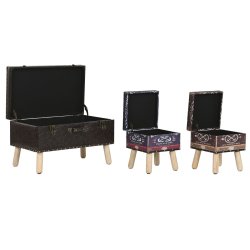 Koffertset Home ESPRIT Brun Multicolour Polyuretan Tr Vintage 7
